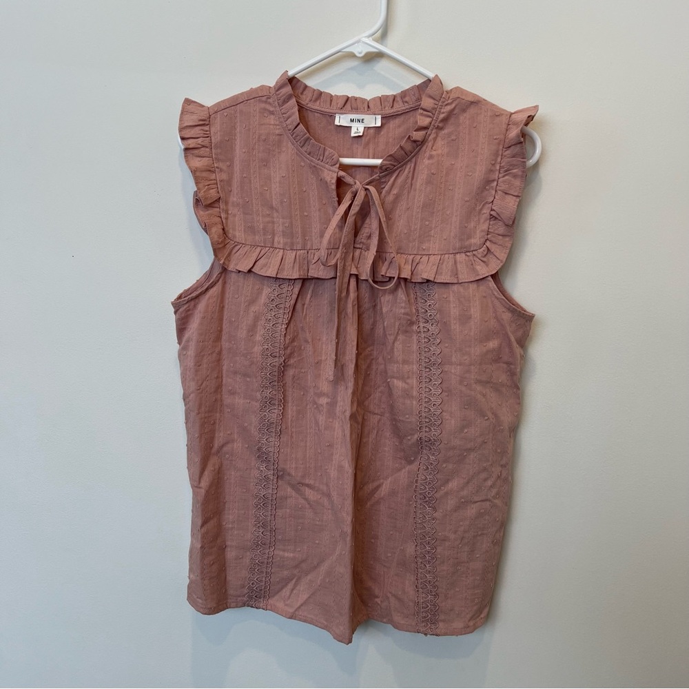 Women’s sleeveless top MINE large 100% cotton Blush Pink boho